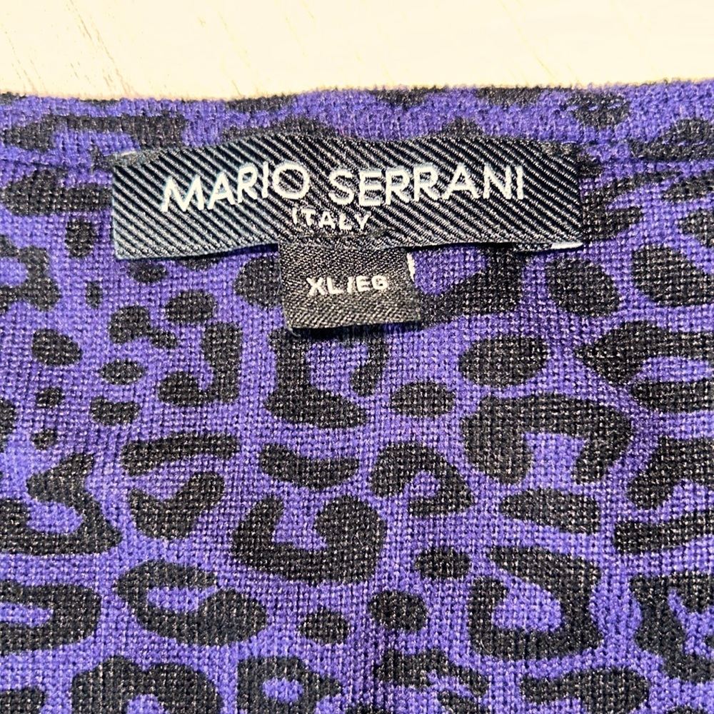 Mario Serrani Italy Animal Print Purple Black Tunic Top XL Lightweight Career - Picture 7 of 15